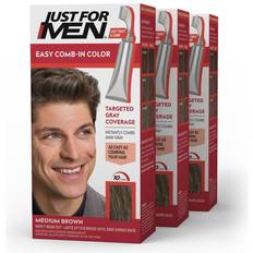 Brown Hair Combs Just For Men Easy CombIn Color Gray Hair Coloring with Comb Applicator Medium Brown A35 3pk