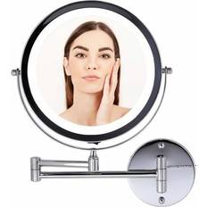 Bathroom Furnitures Ovente Wall-Mounted Vanity Makeup Mirror, 8-1/2" Chrome