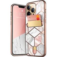I-Blason Wallet Cases i-Blason Marble Pink Wallet Case for iPhone 13 Pro Max (iPhone2021-6.7-CosCard-Marble) Marble Pink