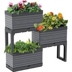 Southern Patio Outdoor Planter Boxes Southern Patio FlexSpace 22 13 Gray Resin Modular Raised Garden Bed