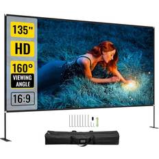 Projector Screens Vevor 135 in. Movie Screen with Stand Portable Projector Screen 16:9 4K HD Easy Assembly Movie Screen for Indoor/Outdoor Use