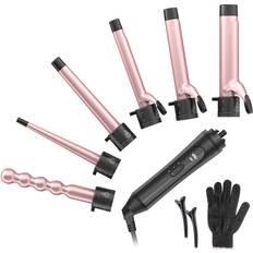 Duomishu 6-IN-1 Curling Iron Professional Curling Wand Set Instant Heat Up Hair Curler with Interchangeable