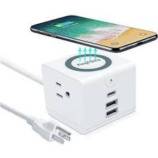  Techsmarter 6-Port Charging Station with 100W 2-Port USB-C PD,  15W Wireless Charger, Three 18W Fast Charging USB Ports. Compatible with  MacBook, iPad, iPhone, Samsung, Dell, HP, Lenovo : Cell Phones 