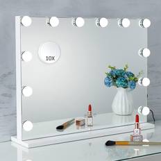 Led vanity hollywood mirror Cosmetics SHOWTIMEZ Vanity Mirror Makeup Mirror with Lights, Hollywood Vanity Makeup Mirror with 12 LED Lights for Dressing Room & Bedroom, W22.8xH17.5in