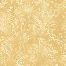 Norwall SD25655 Canvas Damask Prepasted Wallpaper, Yellow, Cream