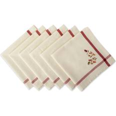 Cloth Napkins DII Embroidered Fall Leaves Corner with Border Cloth Napkin Natural, Multicolor (50.8x50.8)