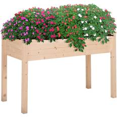 OutSunny Outdoor Planter Boxes OutSunny Elevated Plant Workstation & Bed w/ Country Style & Inner Erosion Bag