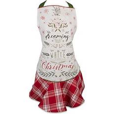 Aprons Design Imports Christmas Ruffle Apron White, Red