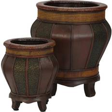 Wood Pots Nearly Natural Decorative Wood Panel Planter 2-pack