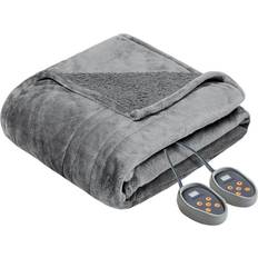 Blankets Beautyrest Solid Microlight To Berber Heated Heated Midweight Blankets Gray