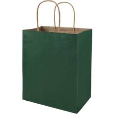 50 Pack 8x4.75x10 inch Medium Green Gift Paper Bags with Handles Bulk, Bagmad Kraft Bags, Craft Grocery Shopping Retail Party Favors Wedding Bags Sacks (Dark Green, 50pcs)