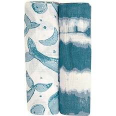 Baby Nests & Blankets Crane 2-Pack Caspian Swaddle Blankets In Blue/white Blue 0-24 Months