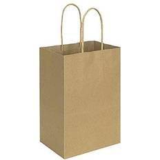 Sparkle and Bash 100-Pack Small Thank You Gift Bags with Handles, Brown Kraft Paper Bulk Bags for Weddings, Birthday Party Favors, Gift Wrapping