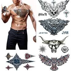 Large Tattoos Fake Temporary Body Art Stickers for Men Women Teens, VIWIEU 3D Realistic Girls Chest Temporary Tattoos, 5 Sheets, Water Transfer Body Tattoos