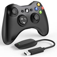 Xbox 360 controller pc Wireless Controller for Xbox 360, 2.4GHZ Game Controller Gamepad Remote for PC Windows 7,8,10 with Receiver Adapter, No Audio Jack(Black)