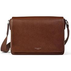 Men Messenger Bags Aspinal of London Men's Finest Quality Full-Grain Leather Brown Reporter Messenger Bag, Size: 9.7x13.8x4.13inches