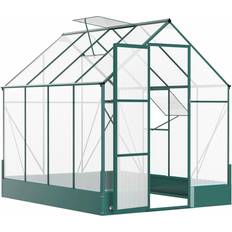 OutSunny Lean-to Greenhouses OutSunny 98.4 74.4 86.4 in. Metal Polycarbonate Greenhouse with Temperature Control Window