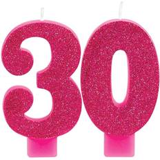 AMS Pink and Gold Milestone "30" Numeral Candles, Party Favor