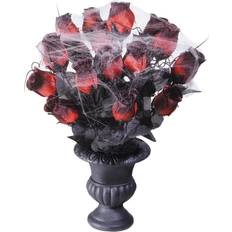 Widmann Vases 15 Red Roses Spiderweb Accessory For Halloween Künstliche Pflanzen