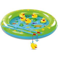 Hoppers on sale Bundaloo Duck Fishing Game Contest Fun Carnival Game and Outdoor Party Toy for Kids Inflatable Pond, 2 Rope Fishing Poles With Hooks, 6 Floating Ducks