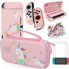 Nintendo switch oled bundle Gaming Accessories Unicorn Carrying Case Compatible with Switch Not OLED or Lite with Dockable Protective Grip Case +Screen Protector