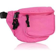 DALIX 3 Pocket Fanny Pack Money Pouch Concealer Runners Bag Waist Belt in Hot Pink