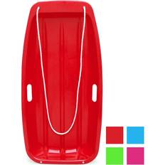 Best Choice Products 35in Kids Plastic Toboggan Snow Sled w/Pull Rope, 2 Handles, Red