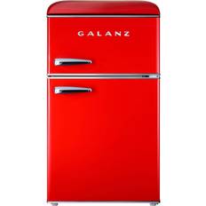Retro mini fridge with freezer Galanz GLR31TRDER Compact Red