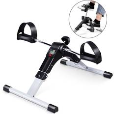 Costway Exercise Bikes Costway Folding Fitness Pedal Stationary Under Desk Indoor Exercise Bike for Arms Legs
