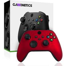 Game Controllers Gamenetics Custom Official Wireless Bluetooth Controller for Xbox Series X/S and Xbox One Console Un-Modded Video Gamepad Remote (Soft Touch Crimson Red)