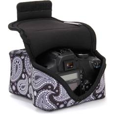 Nikon d3400 USA Gear DSLR Camera Case SLR Camera Sleeve (Black Paisley) w/Neoprene Protection Holster Belt Loop and Accessory Storage Compatible With Nikon D3400 Canon EOS Rebel SL2 Pentax K-70 & More