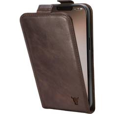 (Dark Brown) iPhone 14 Leather Flip Case (MagSafe Compatible)