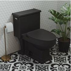 Black Toilets Swiss Madison Voltaire 1-Piece 1.28 GPF Single Flush Elongated Toilet in Matte Black Seat Included