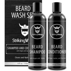 Viking Revolution Beard Wash & Beard Conditioner Set w/Argan & Jojoba Oils - Softens & Strengthens - Natural Sandalwood Scent - Beard Shampoo w/Beard
