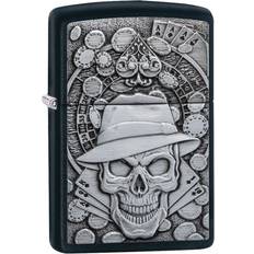 Zippo Gambling Skull Black Matte Emblem Pocket Lighter