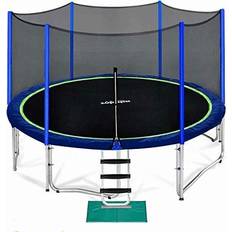 Trampoline Accessories Zupapa No-Gap Design 16 15 14 12 10 8FT Trampoline for Kids with Safety Enclosure Net 425LBS Weight Capacity Outdoor Backyards Trampolines with Non-Slip Ladder for Children Adults Family