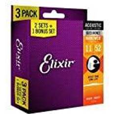 Elixir Strings Elixir 16538 Acoustic 80/20 Bronze NANOWEB 011-052 3-pack
