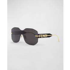 Fendi Sunglasses Fendi Shield Sunglasses, 144mm - Gold/Gray