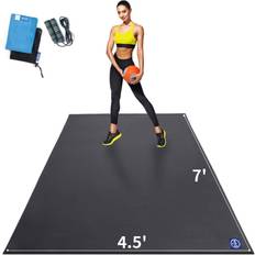 Exercise Mats & Gym Floor Mats Extra Large Exercise Mat for Home Workout 84 x 54 inch, Shoe-Friendly, Non-Slip, Thick Gym Flooring Mats for All Intense Fitness Ultra Durable (Black)
