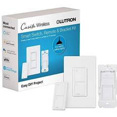 Lutron Switches Lutron Caseta Smart Switch Kit (3 Way, 2 Points of Control) with Pico Remote, Wallplate and Bracket, White