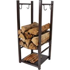 Sunnydaze Decor Firewood Log Rack with Tool Holders in Bronze