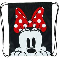 Disney Backpacks Disney Minnie Mouse Face Drawstring Tote Backpack, Black, One Size