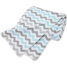 TL Care Baby Nests & Blankets TL Care Knit Cotton Blanket In Blue/grey Zigzag Blue Blanket