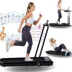 Running machine Fitness Machines Ksports 3 in 1 Folding Treadmill, 2.25hp Under Desk Treadmill, Walking Pad, Installation-Free, Lubricant-Free, Bluetooth Speaker, Fitshow App, 2 LED Displays, Walking, Running, Sit Ups for Home Office