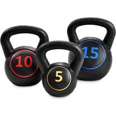Costway Fitness Costway 3 Pieces 5 10 15lbs Kettlebell Weight Set