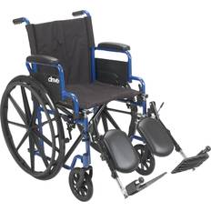 Health Drive Medical 20" Blue Streak Wheelchair, Flip Back Desk Arms, Elevating Legrests