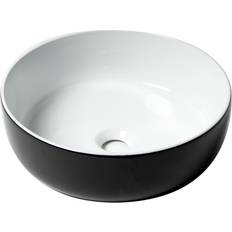 Ceramic sink ALFI brand ABC908, 15" Round Above Mount Ceramic Sink, Black