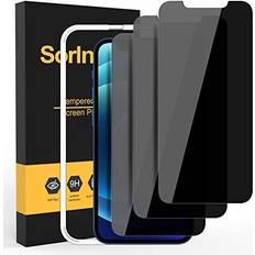 (3 Pack) Sorlnern Privacy Screen Protector for iPhone 12, iPhone 12 Pro Privacy Screen Protector, Anti Spy Tempered Glass Film, with Easy Installation Tray