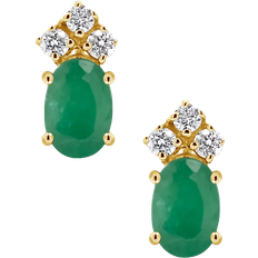 Macy's Stud Earrings - Gold/Emerald/Diamond