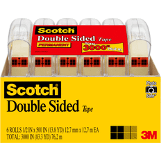 Scotch Shipping, Packing & Mailing Supplies Scotch Double Sided Tape Dispenser, 6 Count, 1/2" x 425" Value Pack